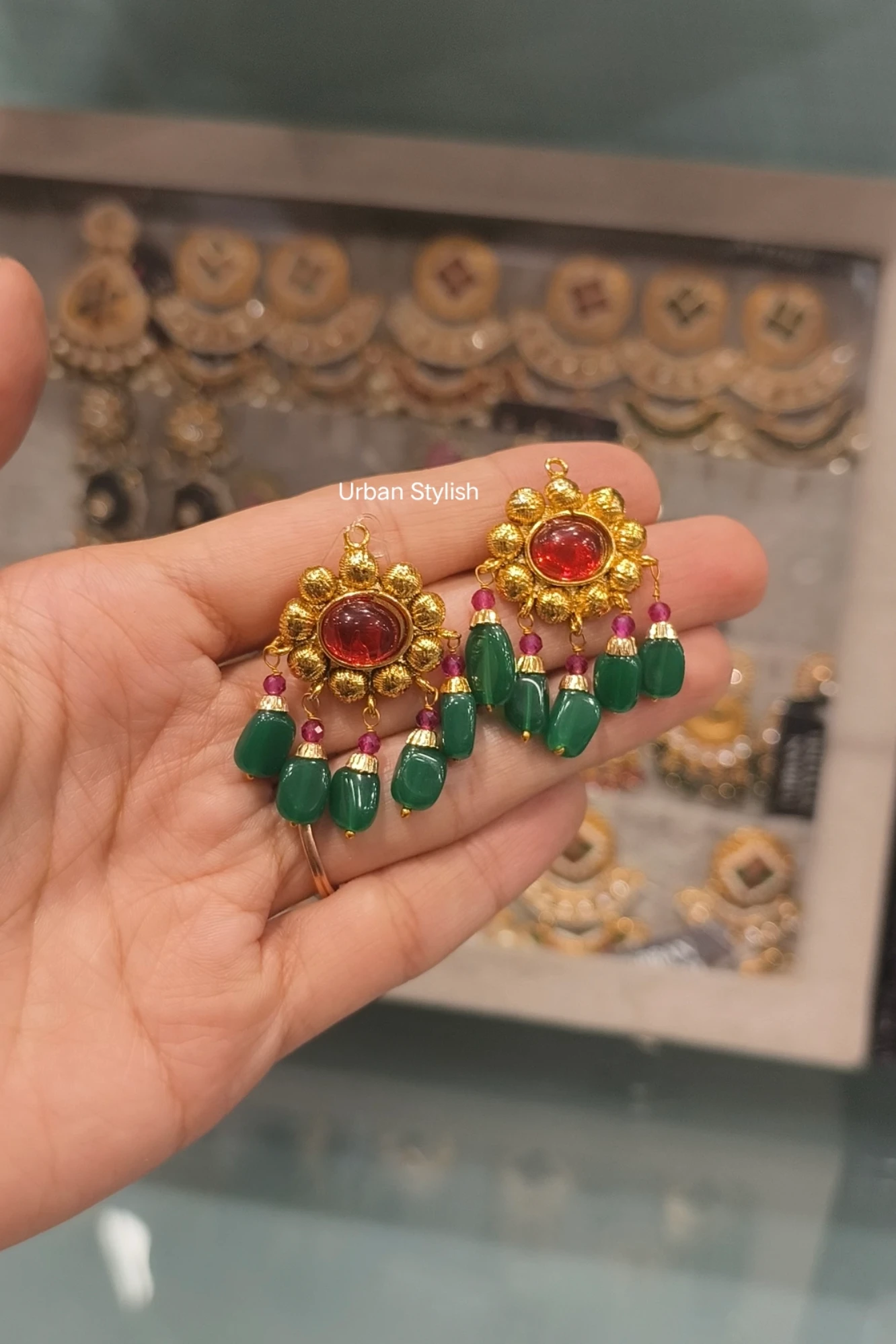 IBTESAM GOLD PLATED EARRINGS