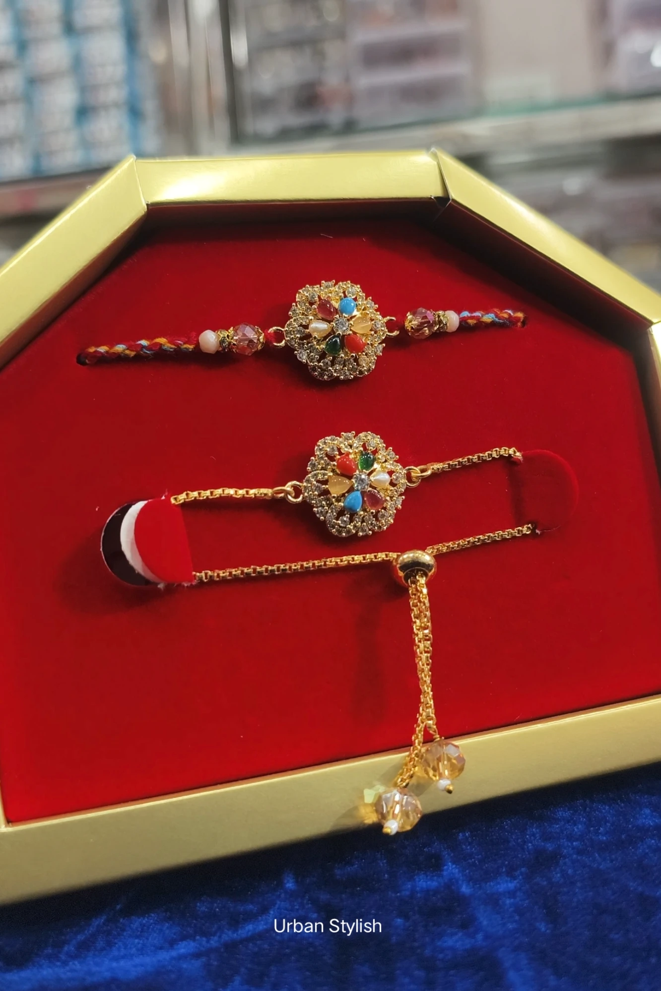 GUL E NOOR MULTI COLOUR BHAI BHABHI RAKHI (8154)