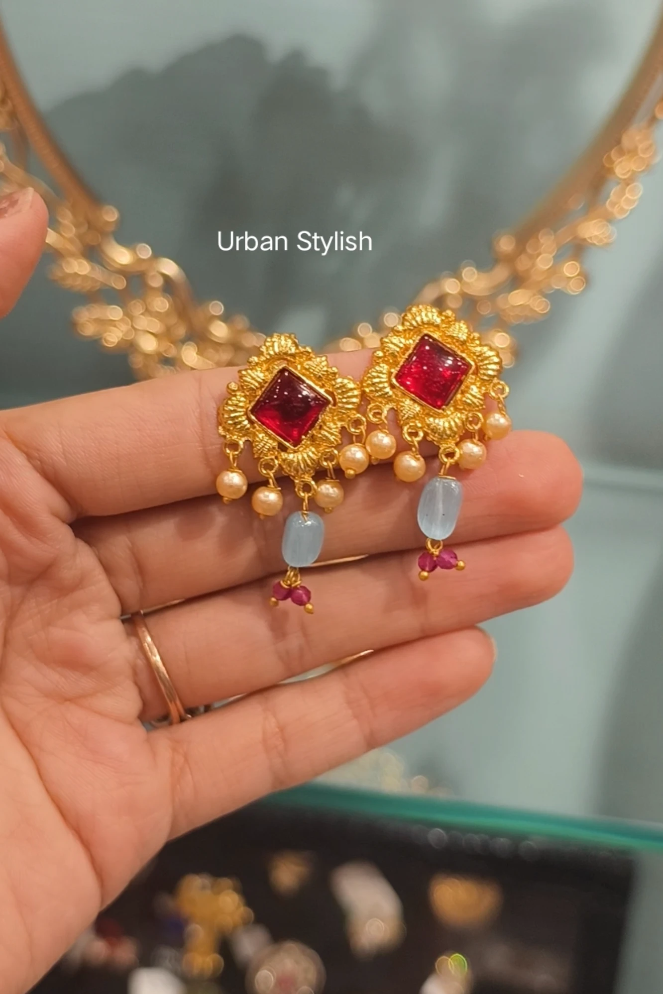 NAIRA RED FIROZI STUDS (A18)
