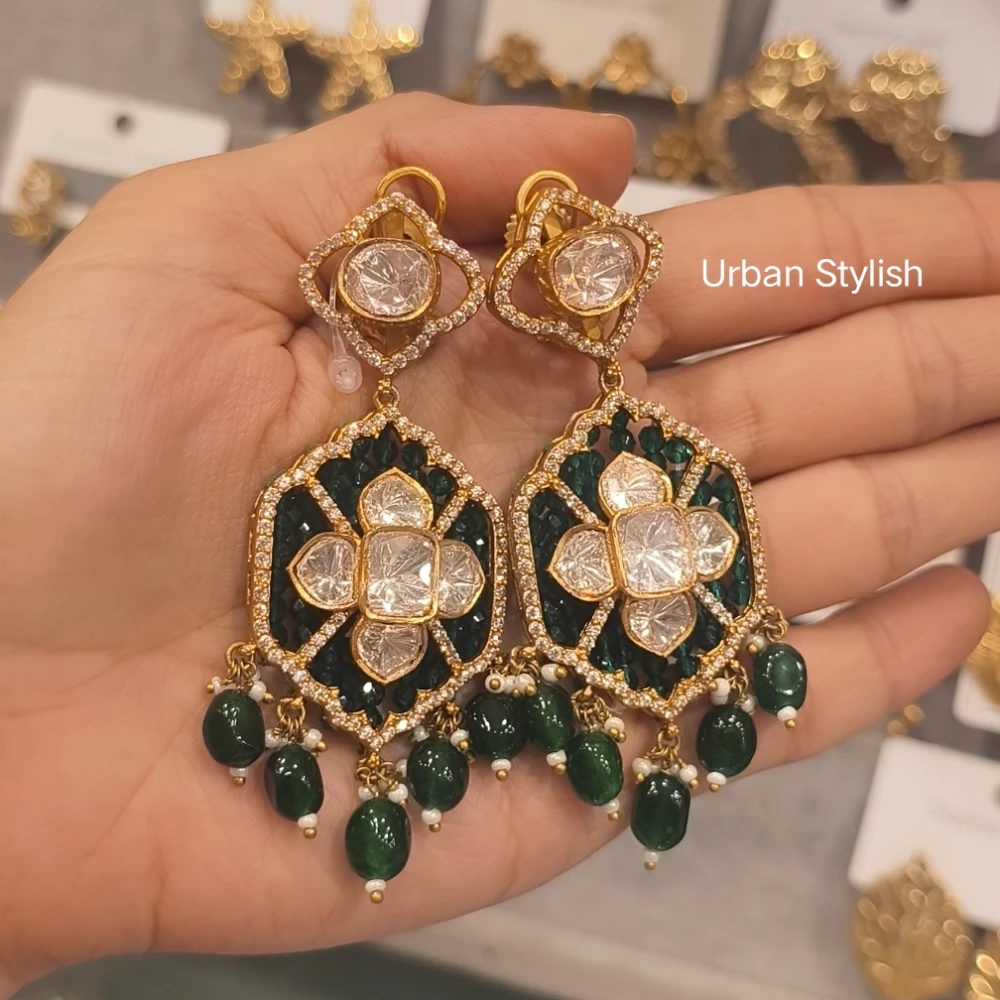 MIRA MOISSANITE POLKI EARRINGS