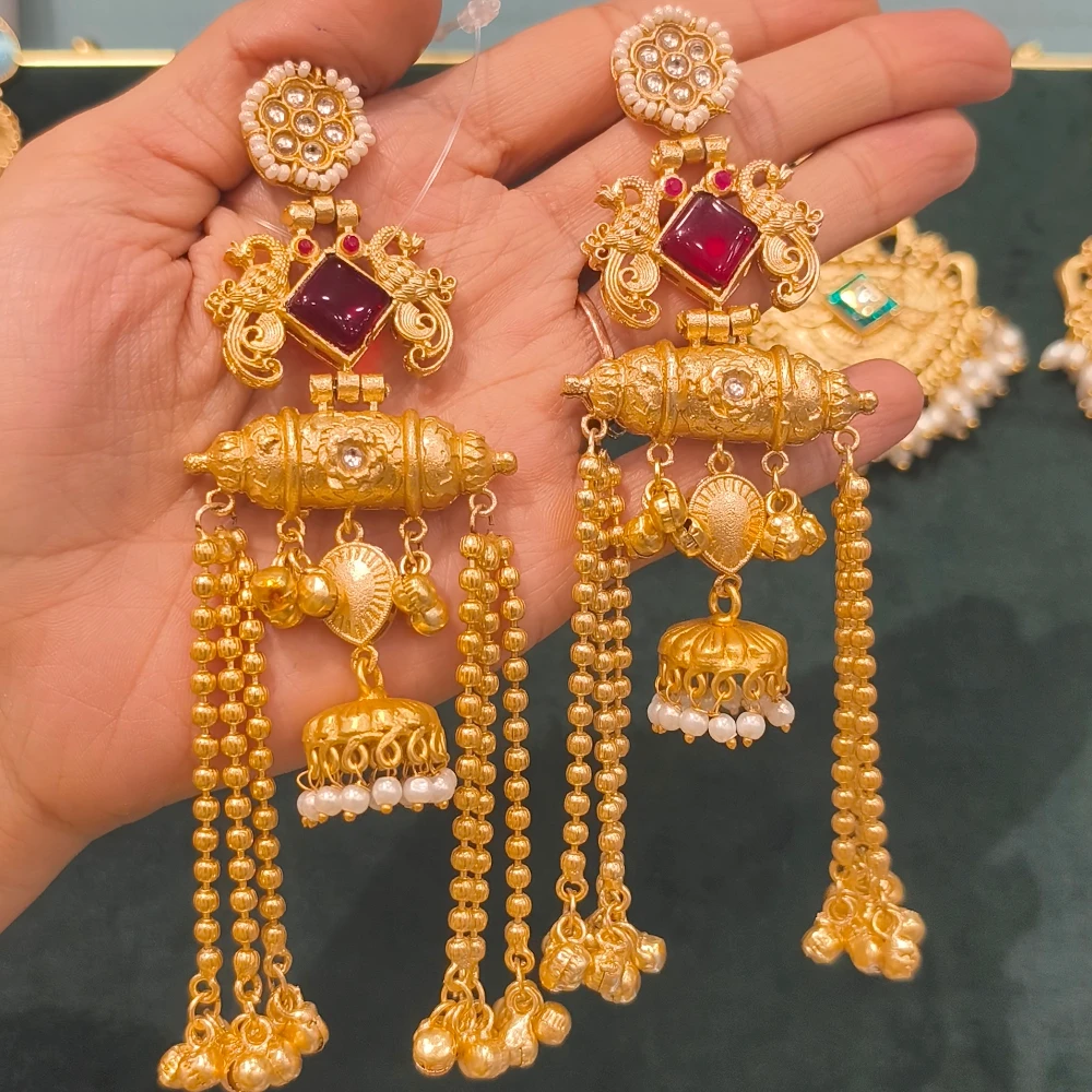 DIMA MEHROON GOLD REPLICA EARRINGS