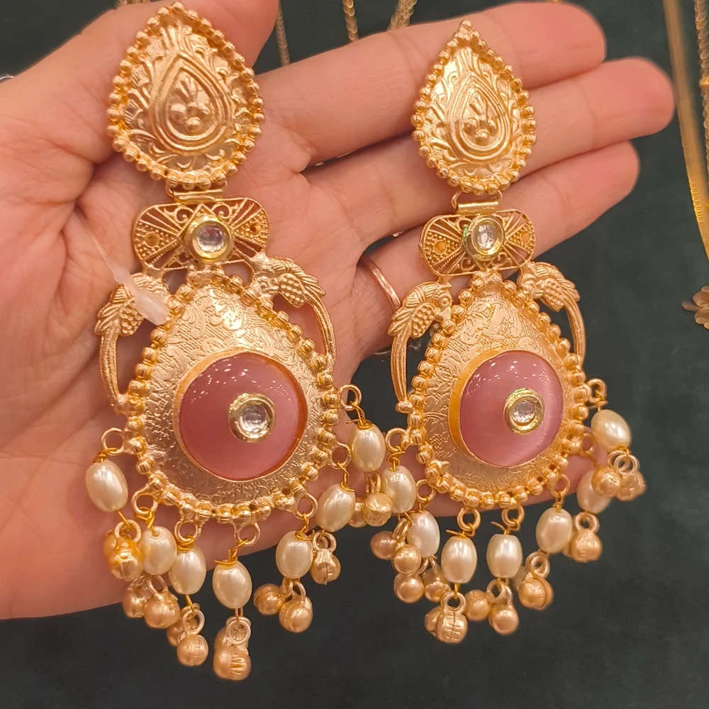 HAMIA PINK GOLDEN REPLICA EARRINGS