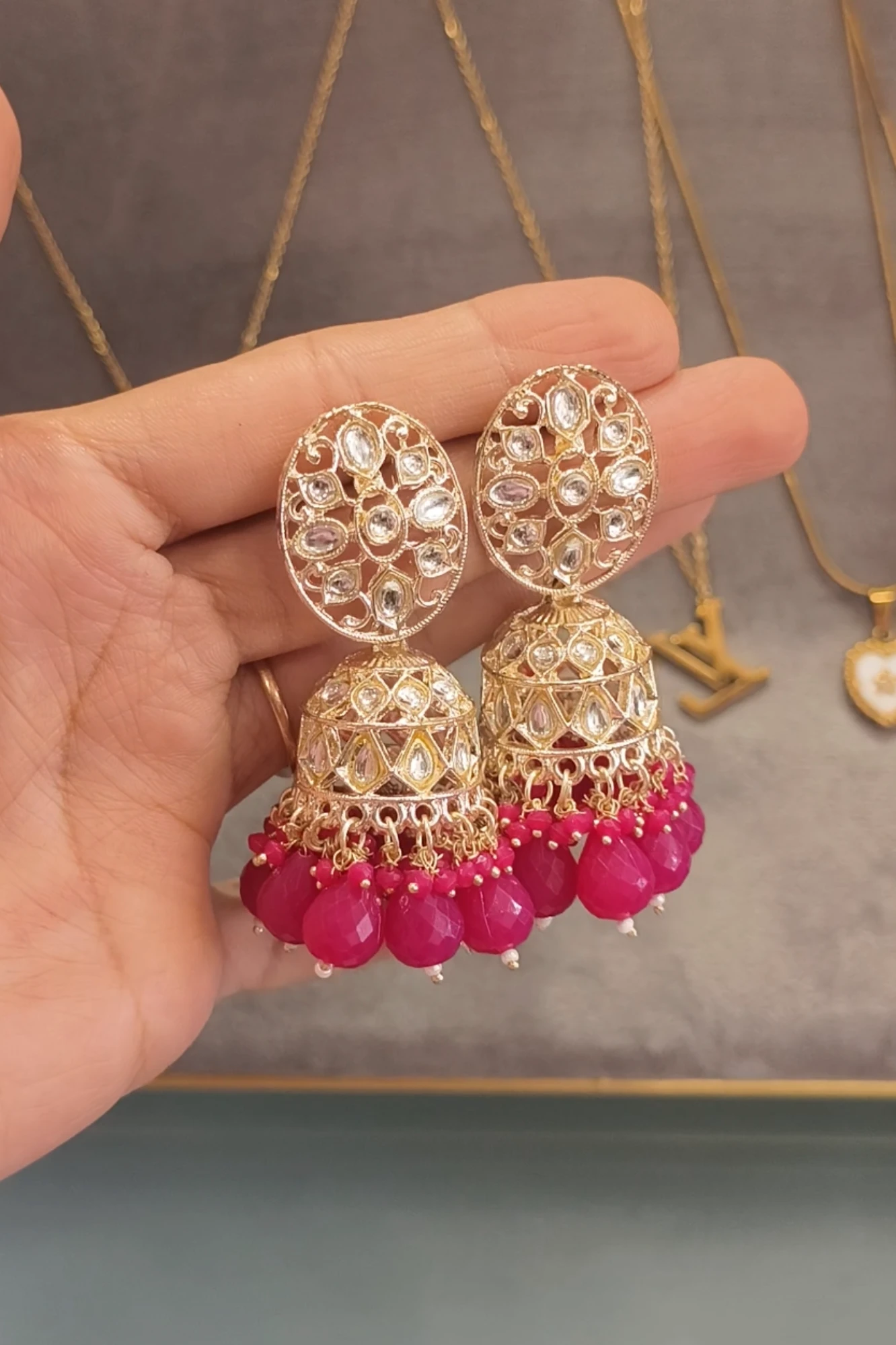 MEHAR DARK PINK JHUMKI (A1)