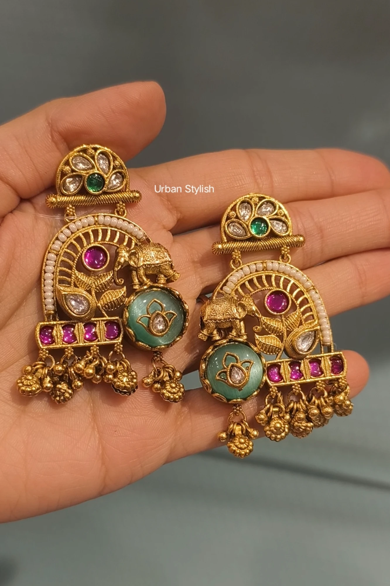 OMAR ANTIQUE GOLD PLATED EARRINGS