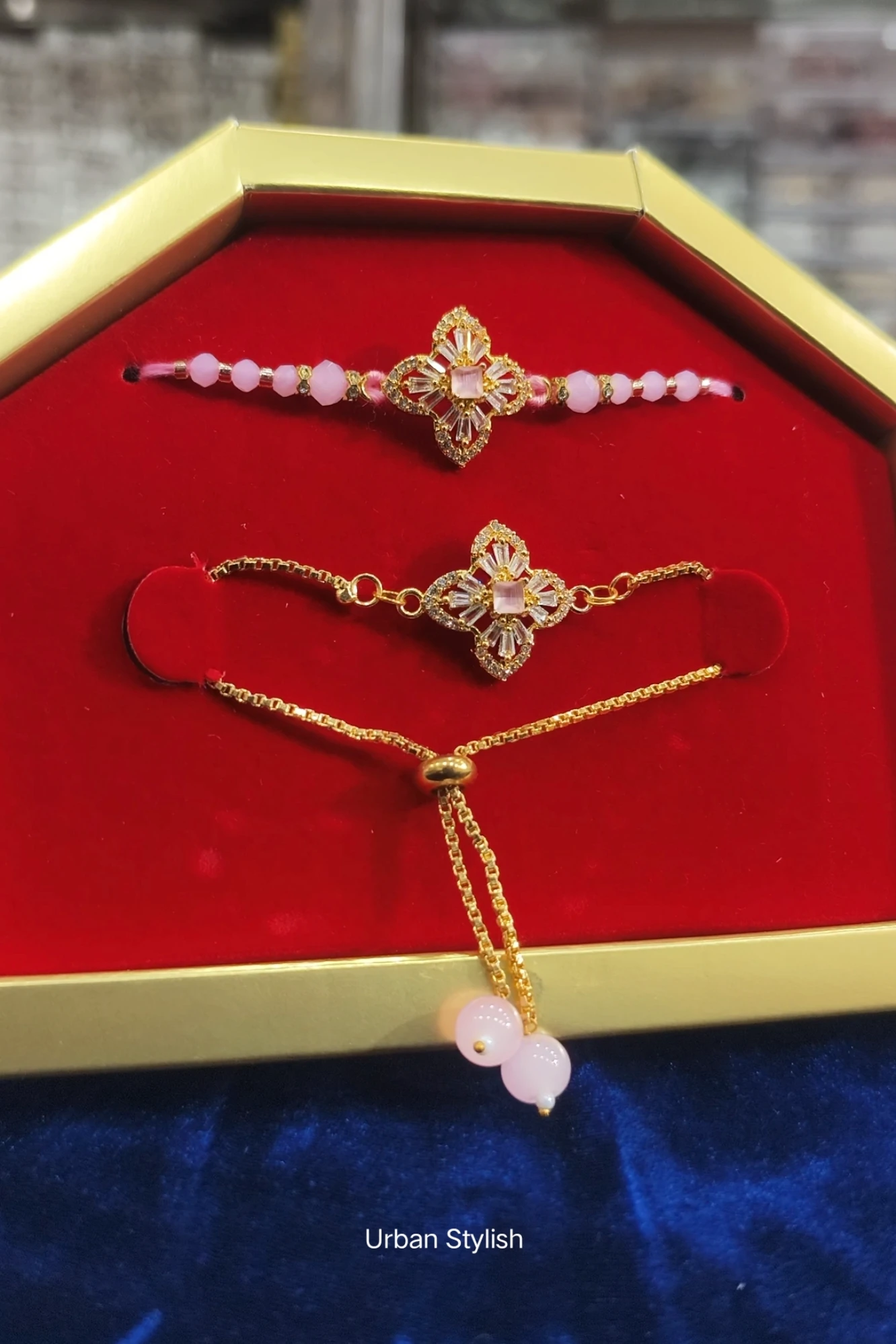 GUL E NOOR PINK FLOWER BHAI BHABHI RAKHI (8301)