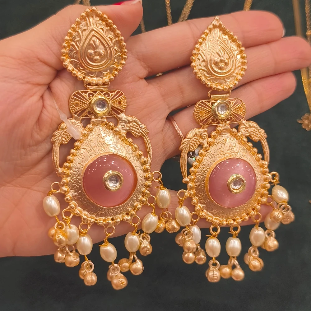 HAMIA PINK GOLDEN REPLICA EARRINGS