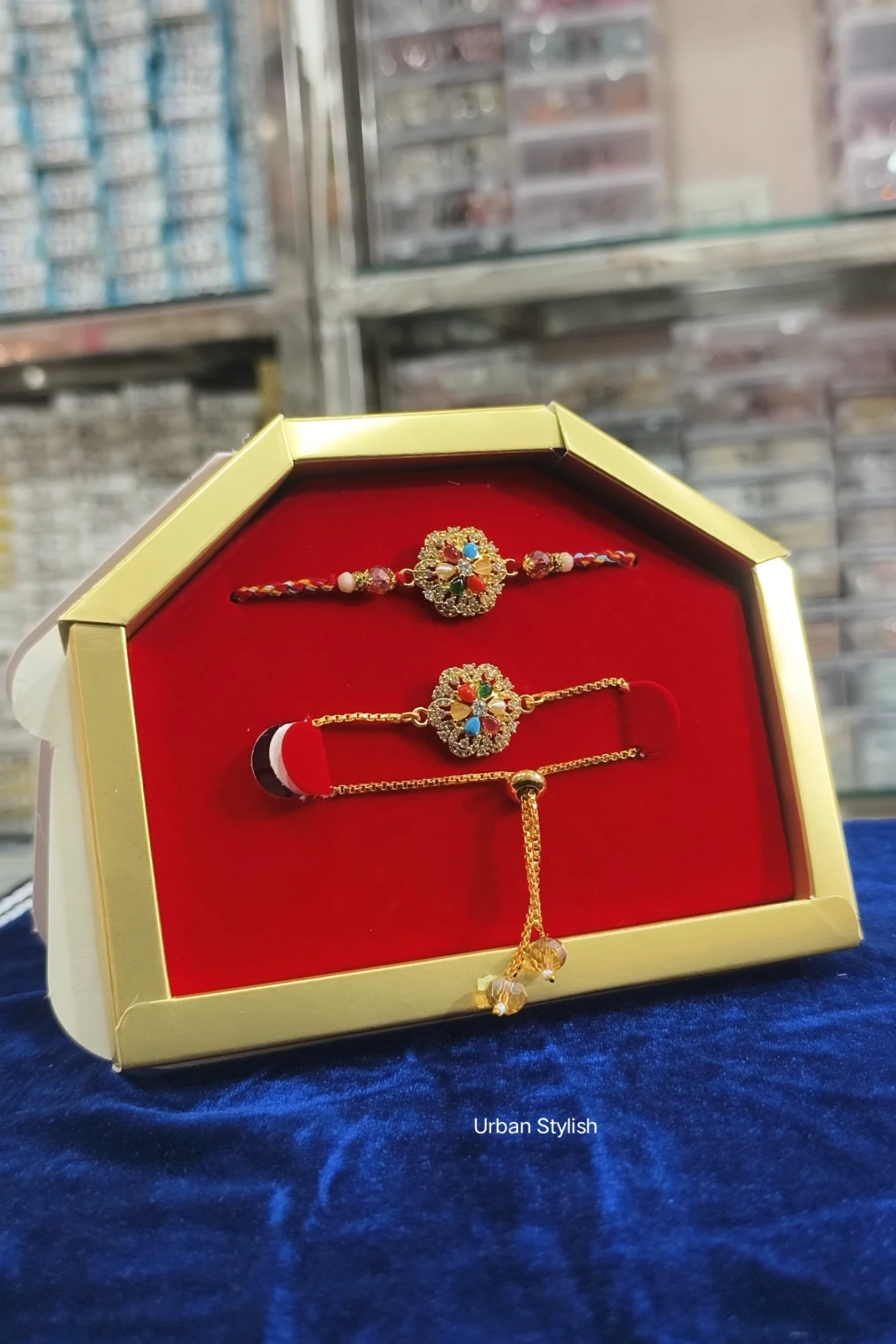 GUL E NOOR MULTI COLOUR BHAI BHABHI RAKHI (8154)