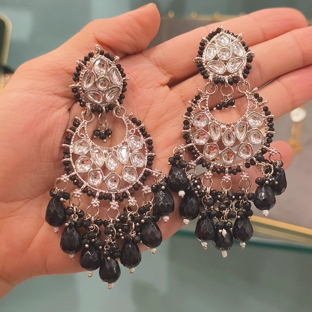 BLACK AND SILVER EARRINGS