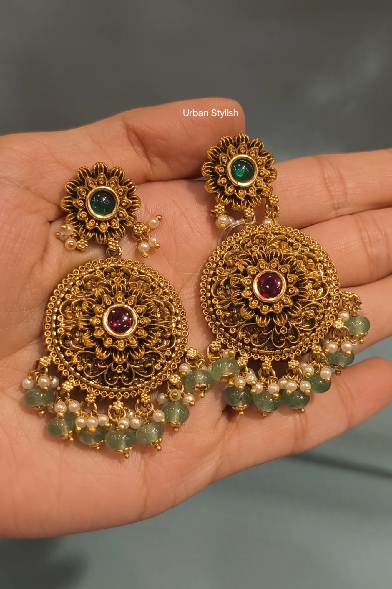 HAMZA ANTIQUE GOLD PLATED EARRINGS