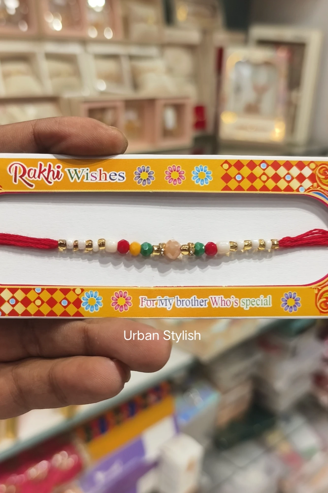 RED PEARL THREAD RAKHI (A37)
