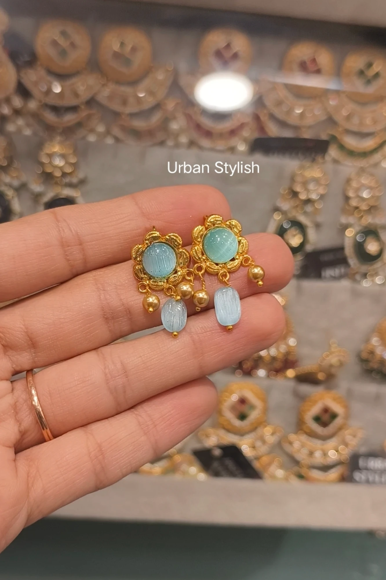 NOOR-E-FROZA GOLD LOOK EARRINGS
