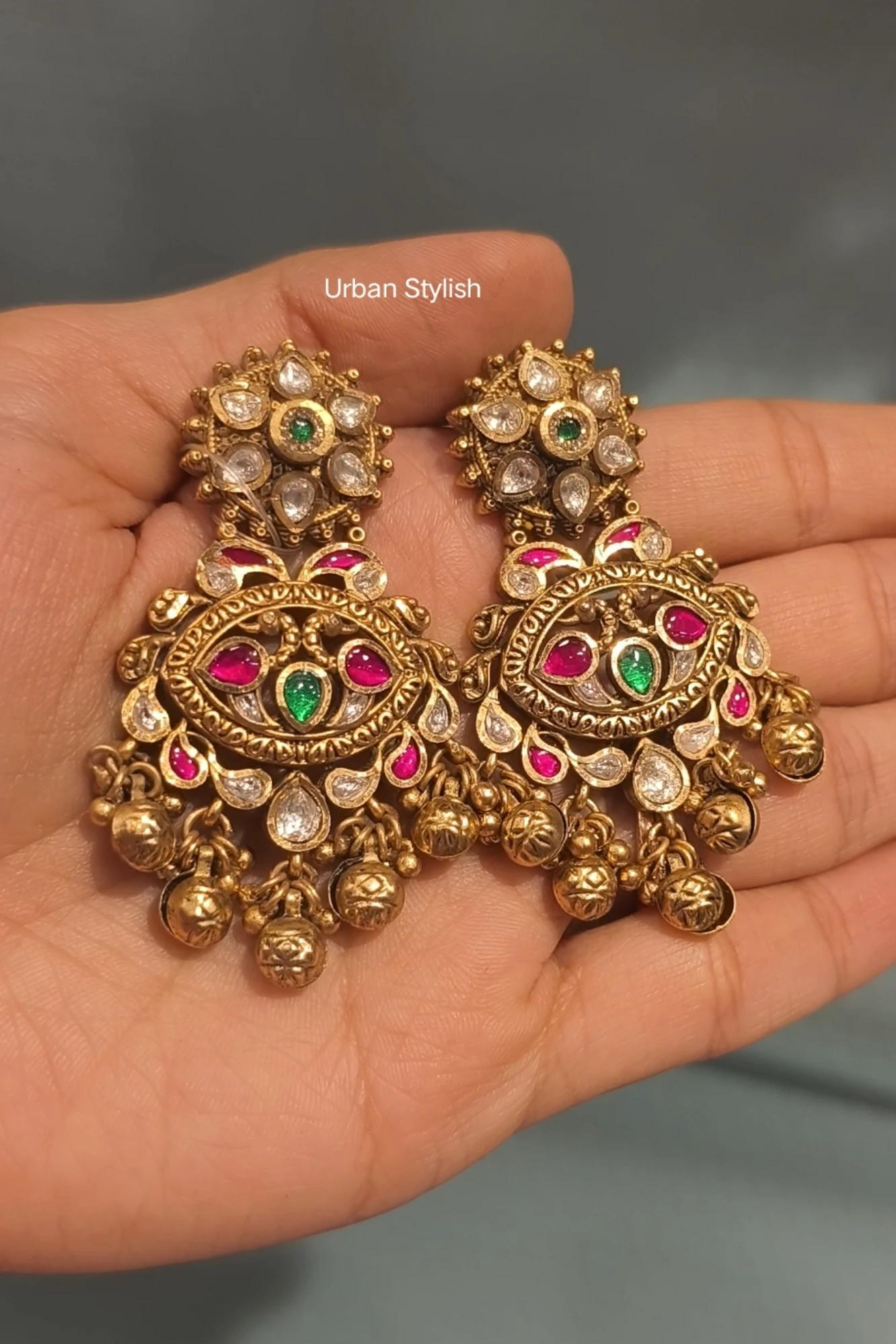 YASEEN ANTIQUE GOLD PLATED EARRINGS