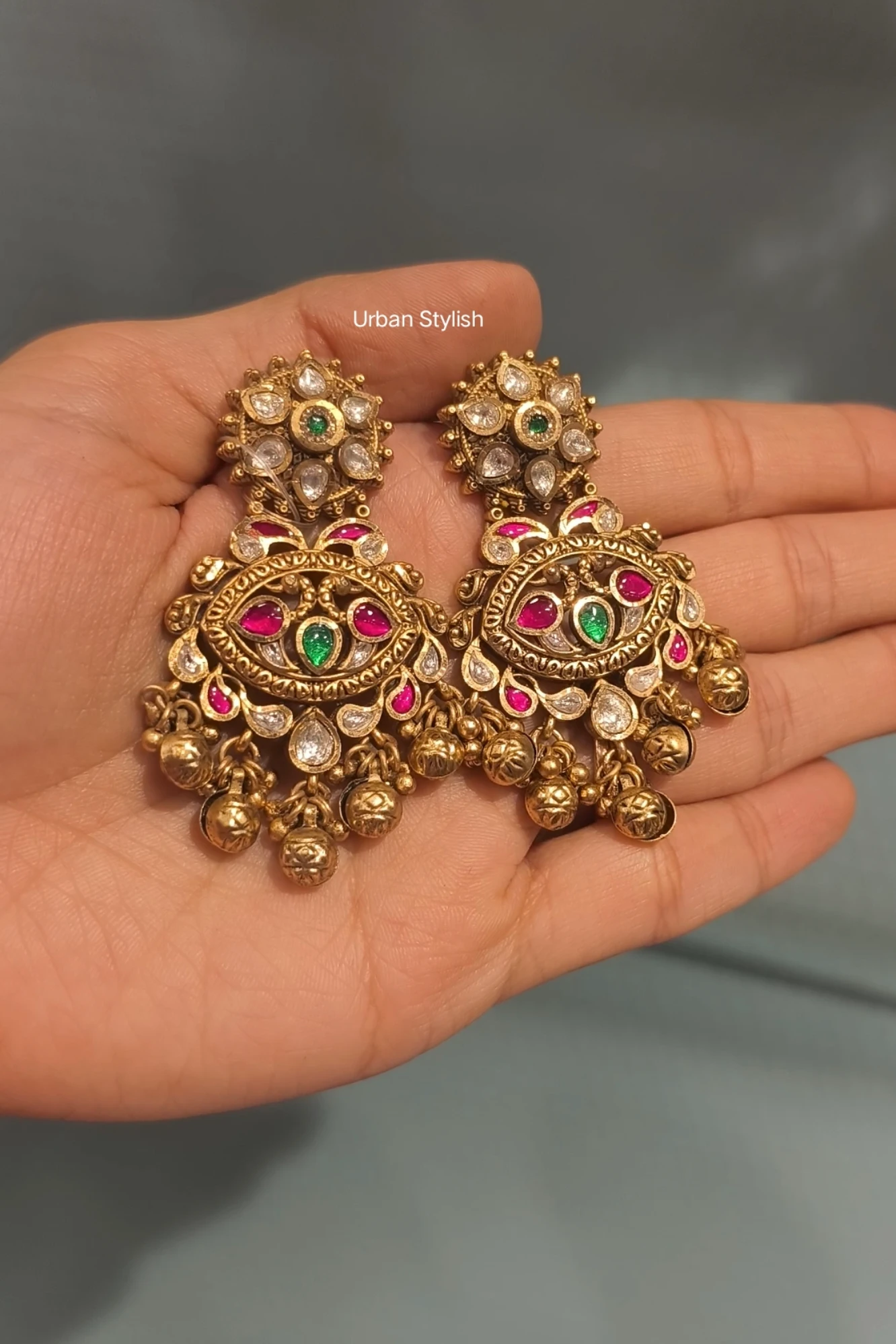 YASEEN ANTIQUE GOLD PLATED EARRINGS