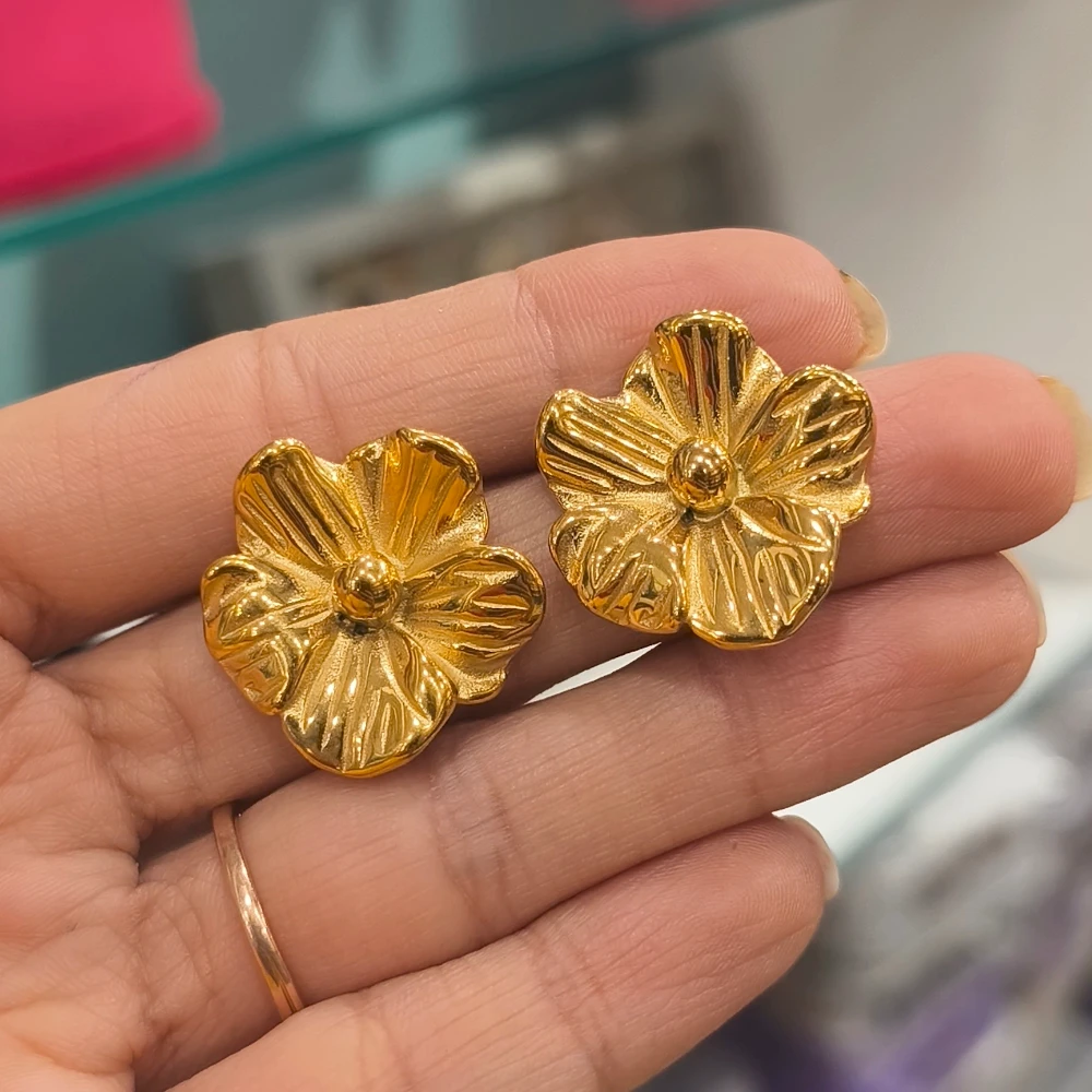 STAINESS STEEL FLOWER EARRINGS