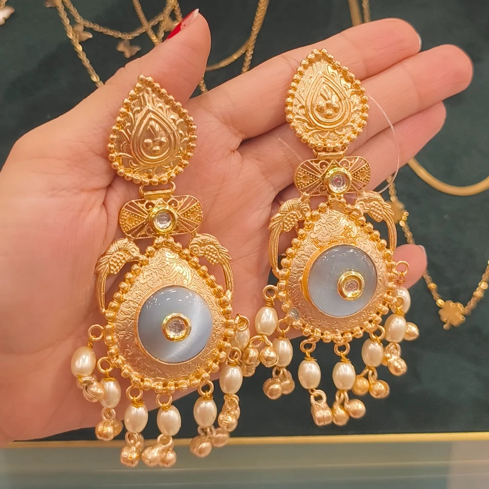 HAMIA GREY GOLDEN REPLICA EARRINGS