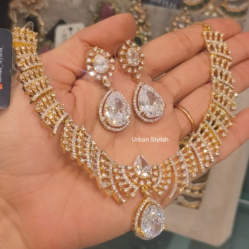AFREEN AMERICAN DIAMOND NECKLACE WITH EARRINGS