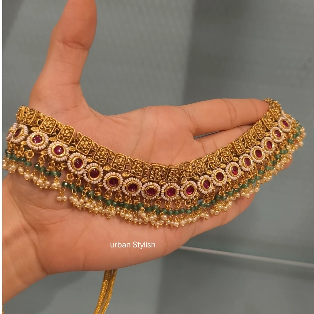 MEHRAAZ ANTIQUE GOLD PLATED NECKLACE WITH EARRINGS