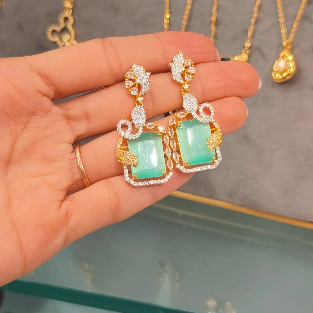 REHMAT SEA GREEN AD EARRINGS