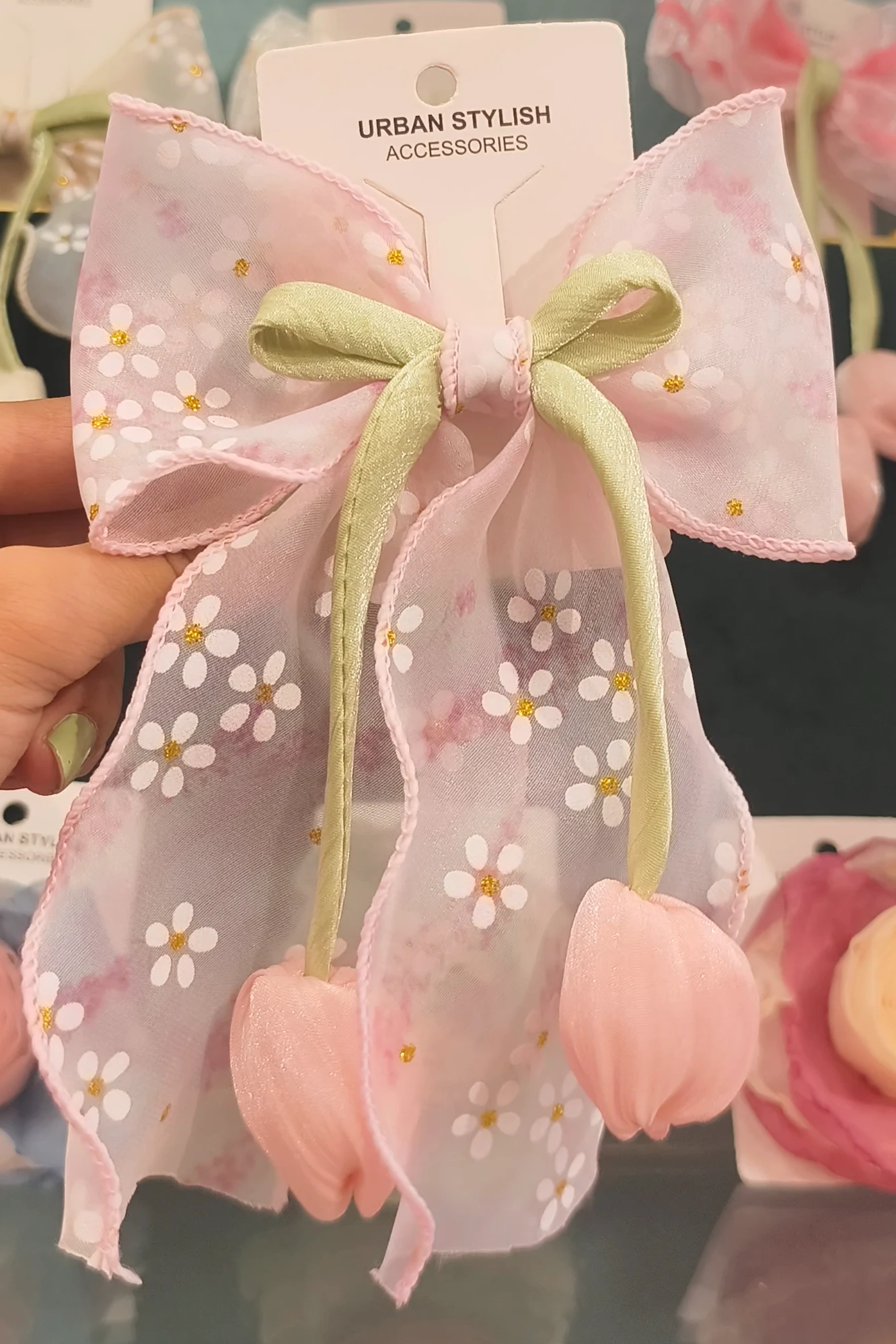 ORGANZA PINK TULIP BOW