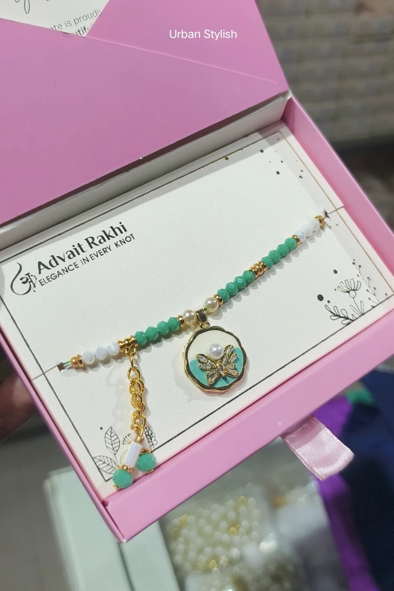 BUTTERFLY GREEN BRACELET RAKHI (1746)