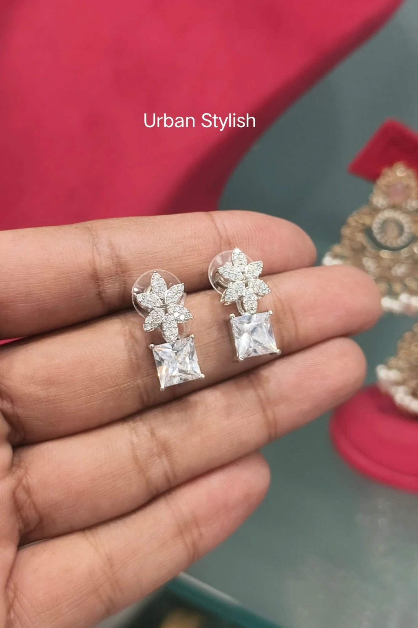 MUMTAJ WHITE AD EARRINGS (A7)