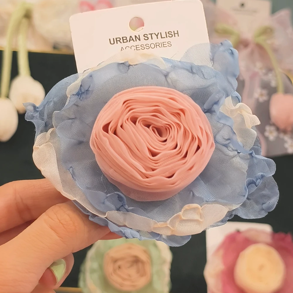 ORGANZA PEACH ROSE CLIP