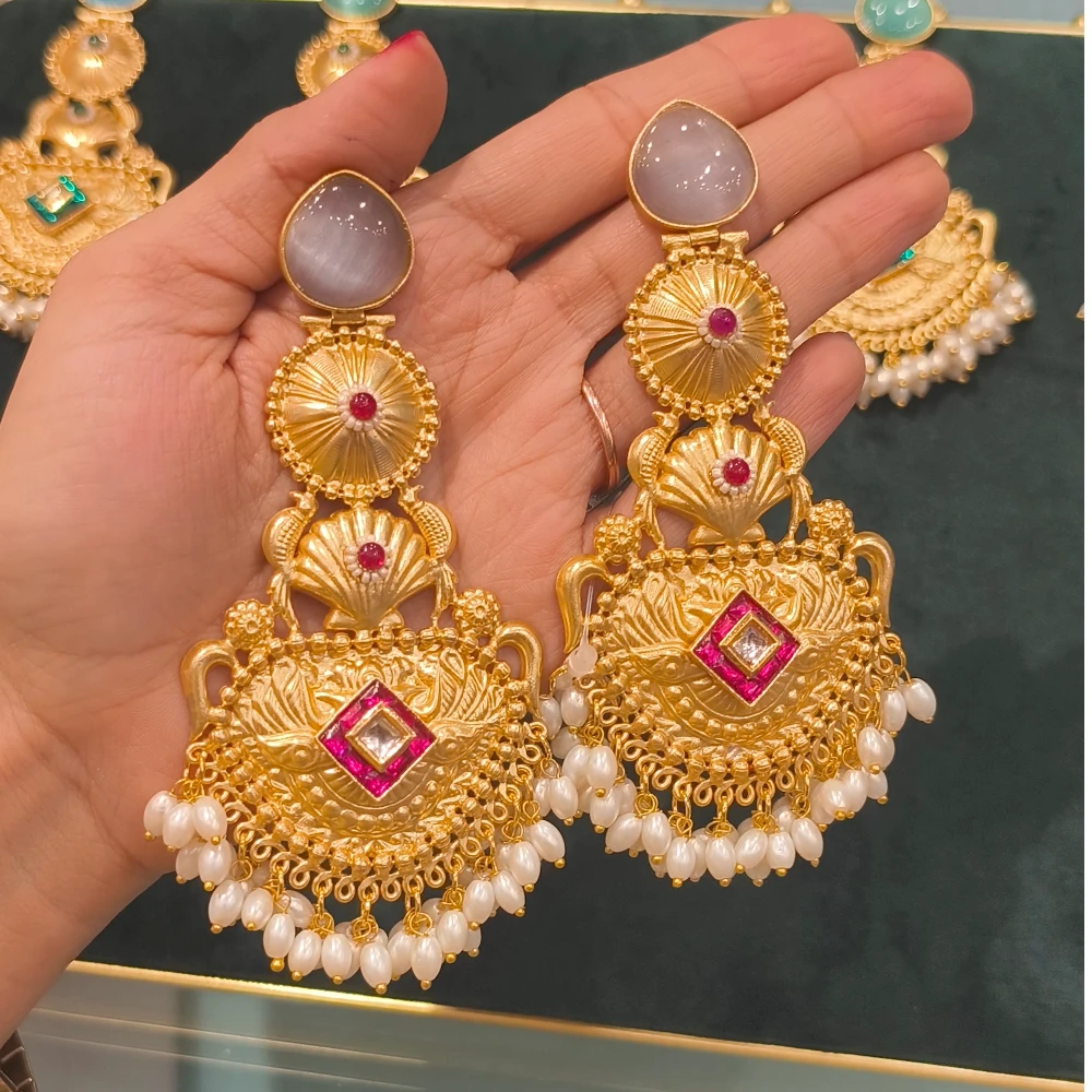 RAHA GREY GOLD REPLICA EARRINGS
