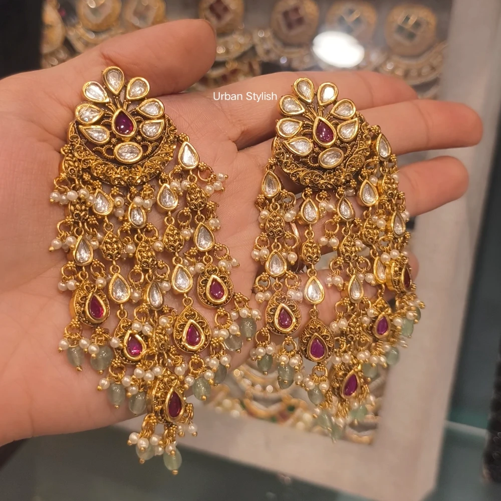 NOOR ANTIQUE GOLD PLATED EARRINGS