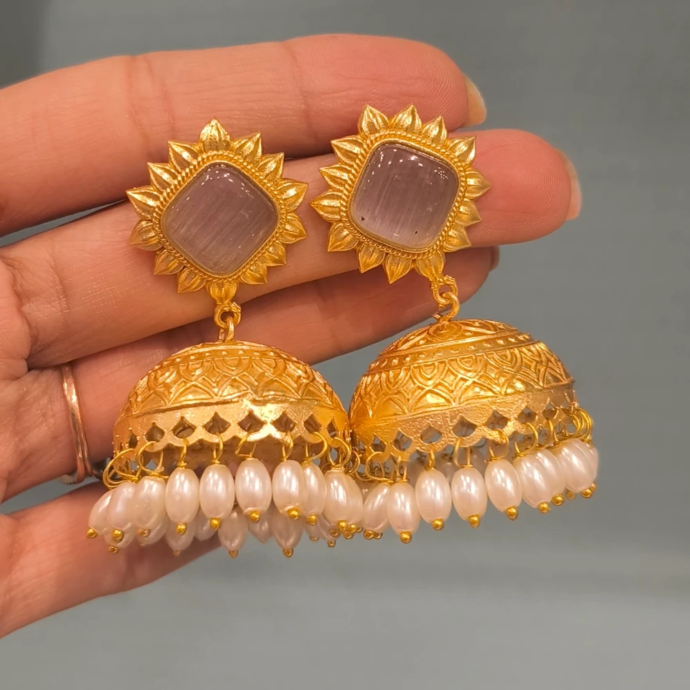 SEHAR GREY GOLDEN REPLICA JHUMKA