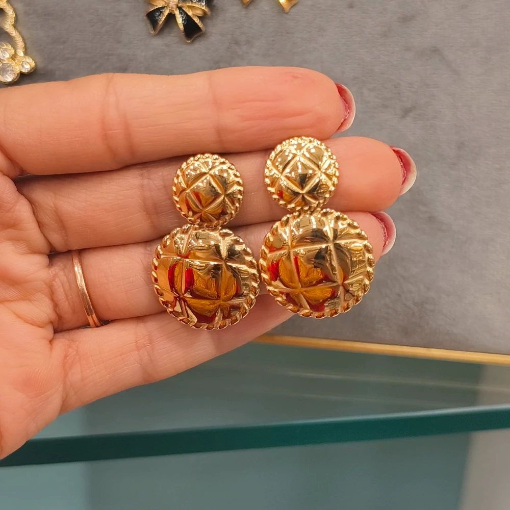DOUBLE CIRCLE GOLDEN EARRINGS