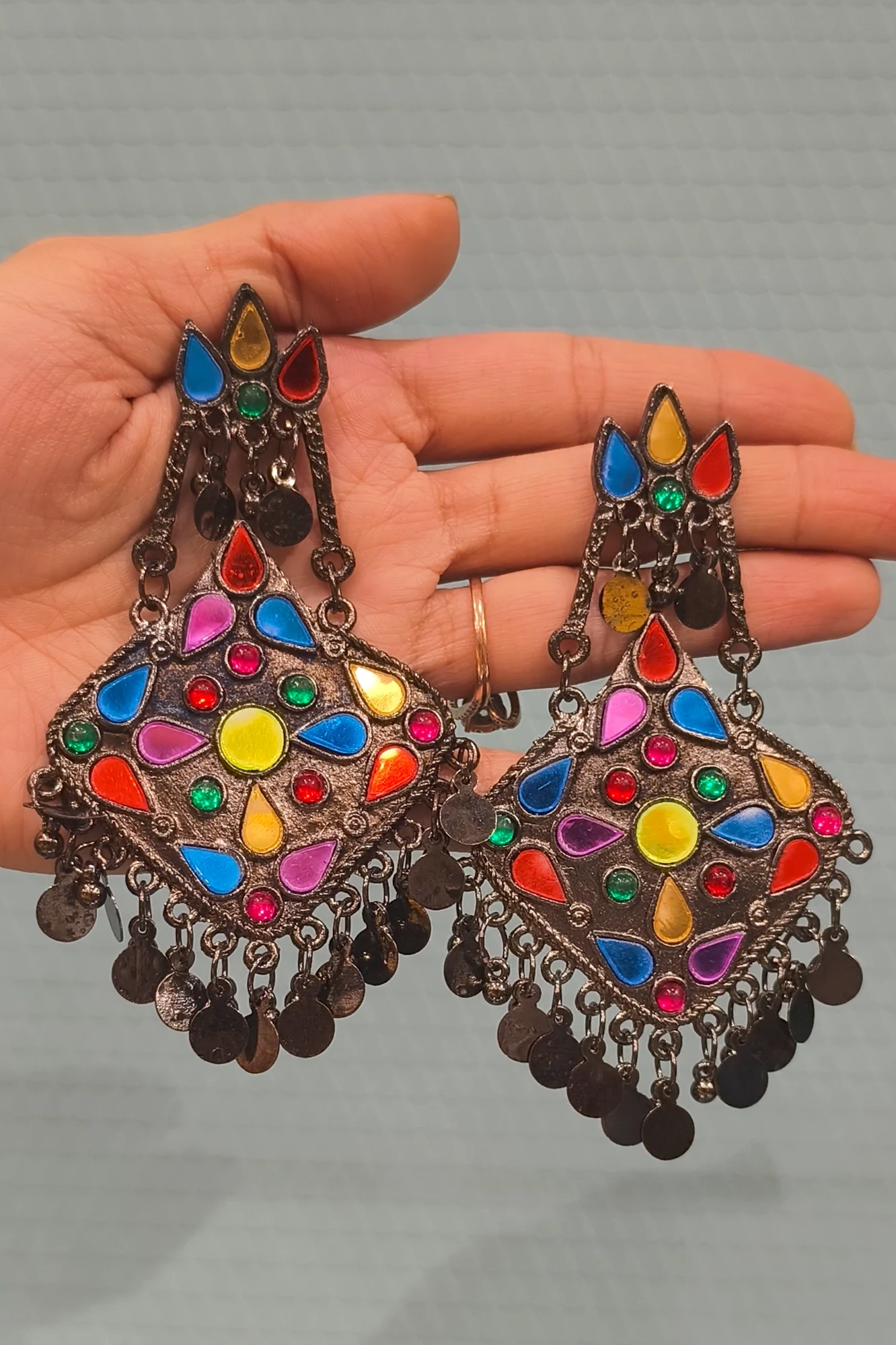 COLOURFULL OXIDISED EARRINGS