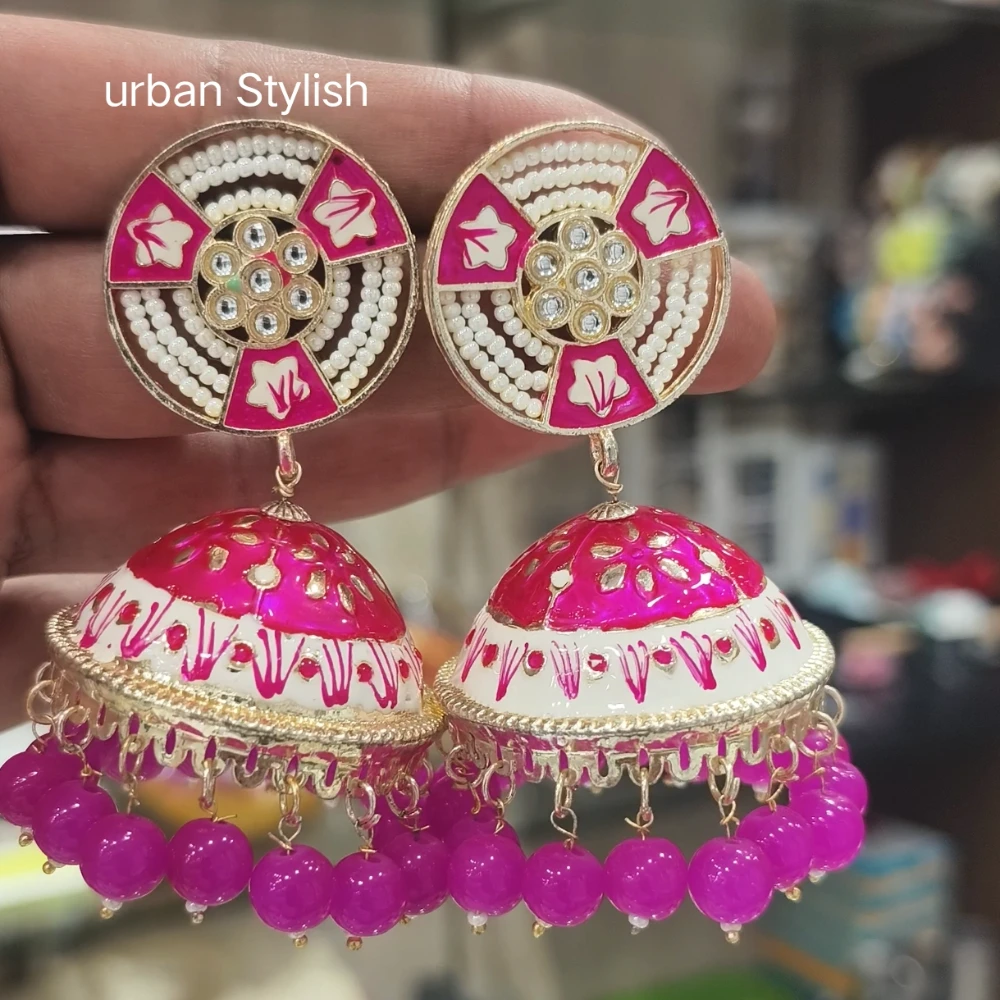 PINK DARK OVER SIZE JHUMKI