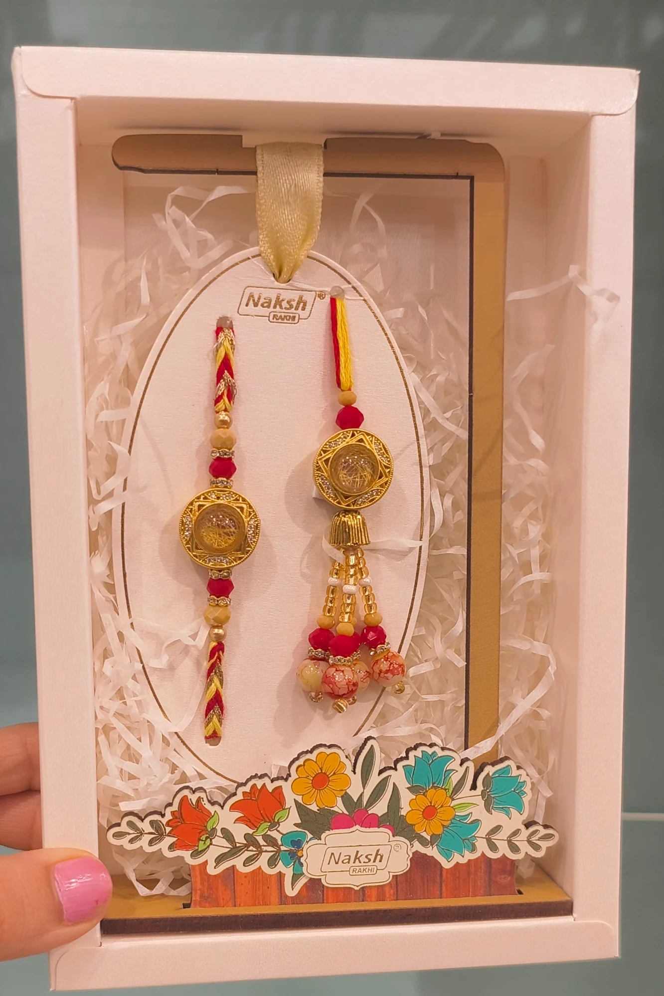 YELLOW  MINI STAND RAKHI
