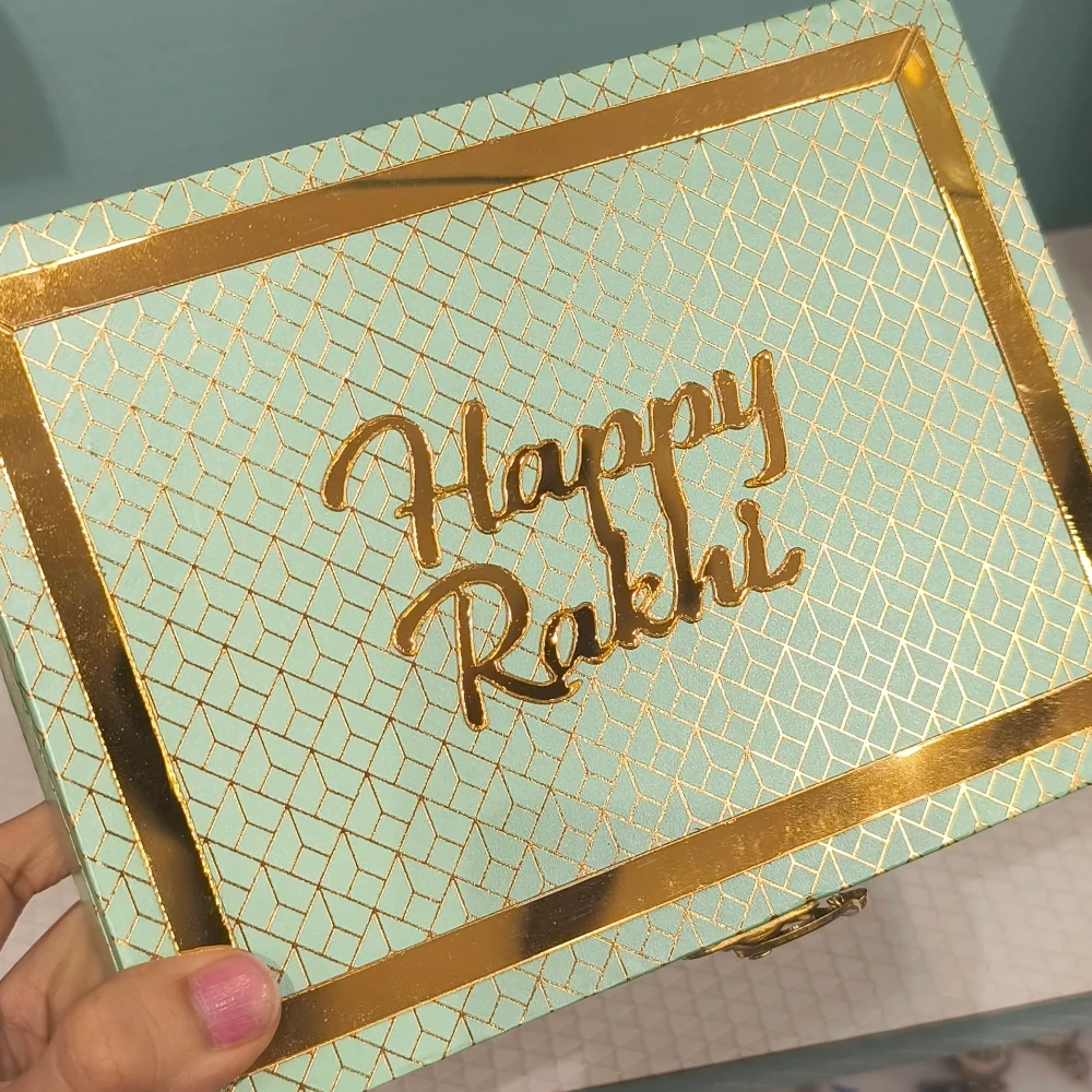 SMALL SEA GREEN BOX FOR RAKHI