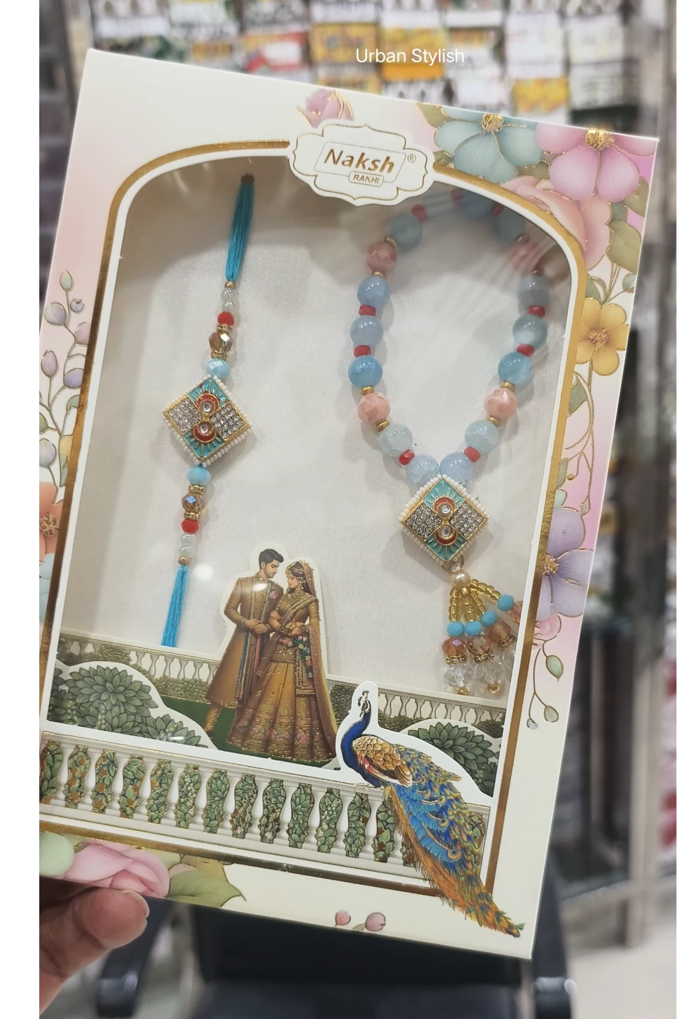 LOVLY PAIR LIGHT BLUE RAKHI COMBO (4214)