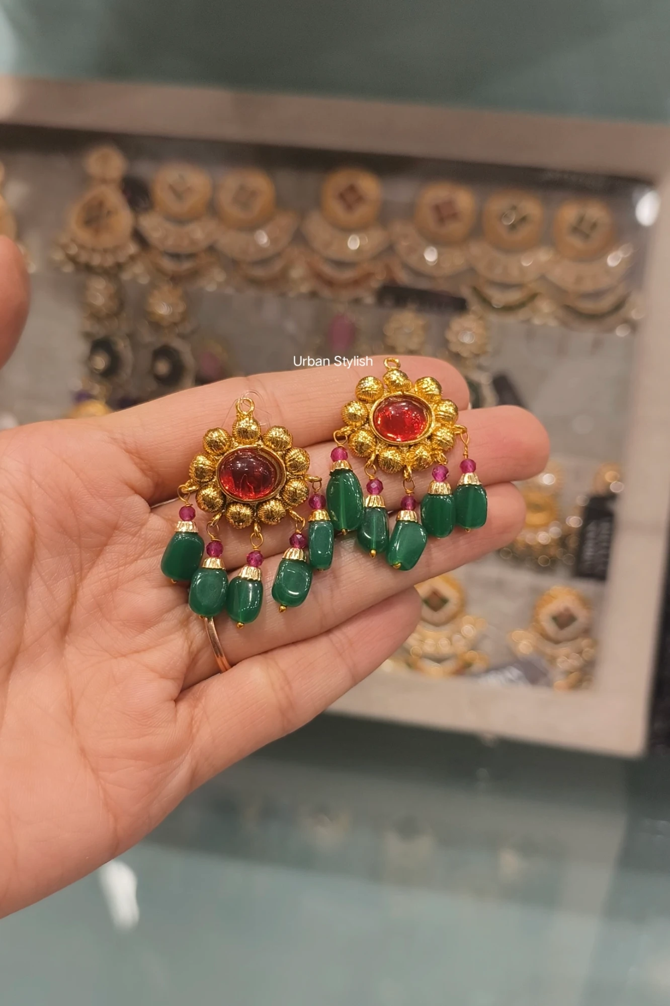 IBTESAM GOLD PLATED EARRINGS