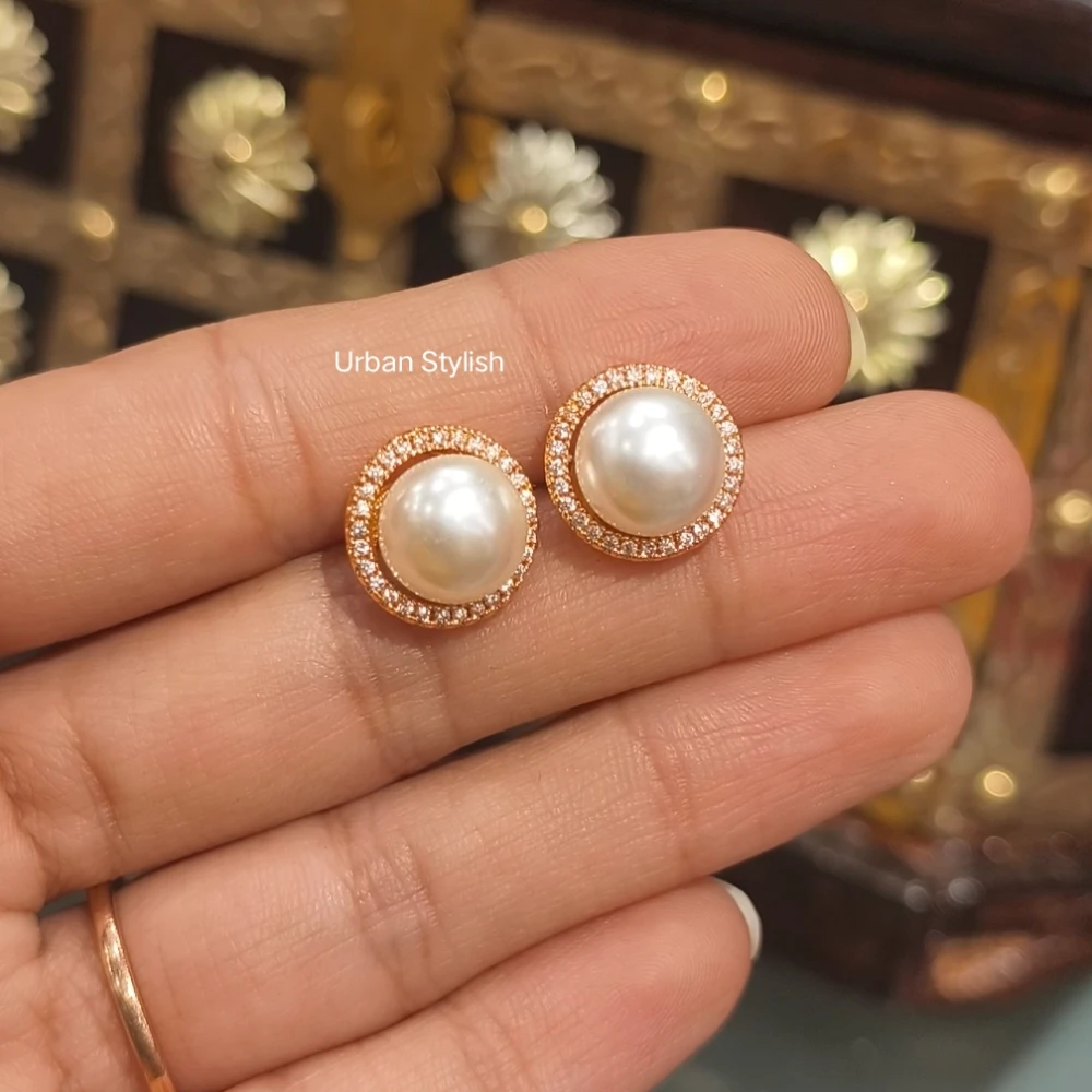 ALYA PEARL AMERICAN DIAMOND STUDS