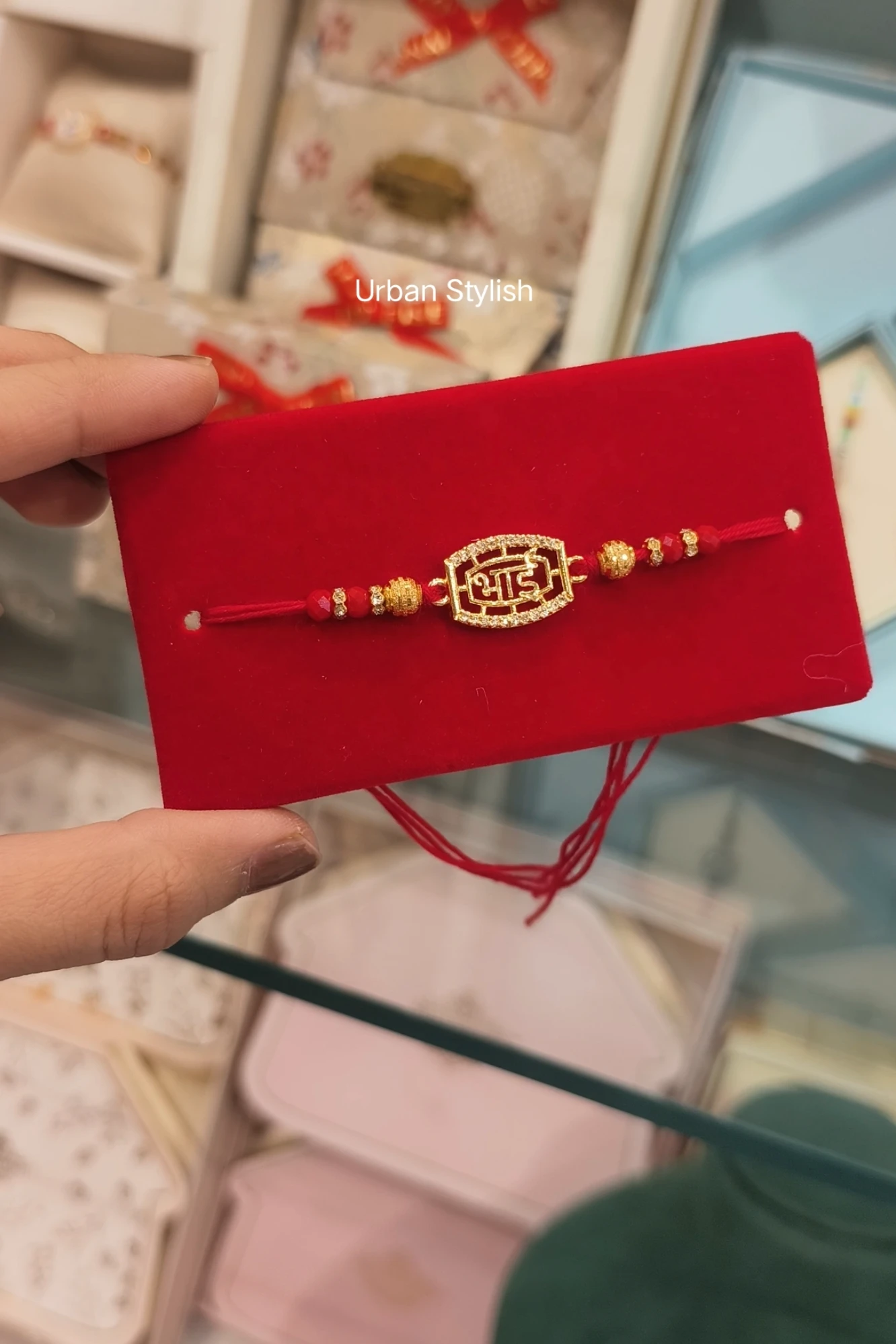 ARMAN BHAI RED GOLDEN AD RAKHI (5136)