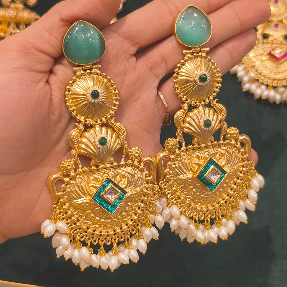 RAHA GREEN GOLD REPLICA EARRINGS