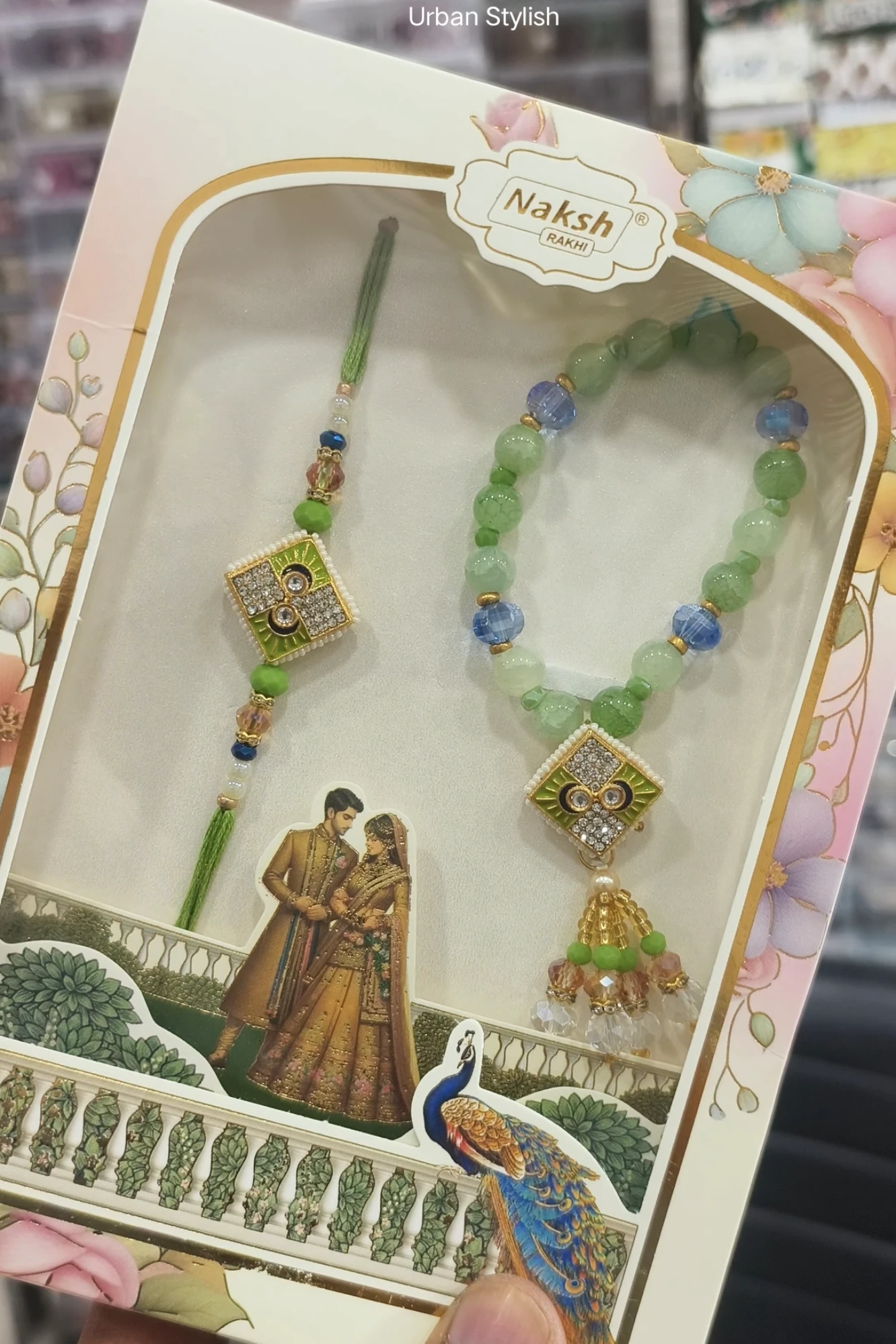 LOVELY PAIR PARROT GREEN COMBO RAKHI (4214)