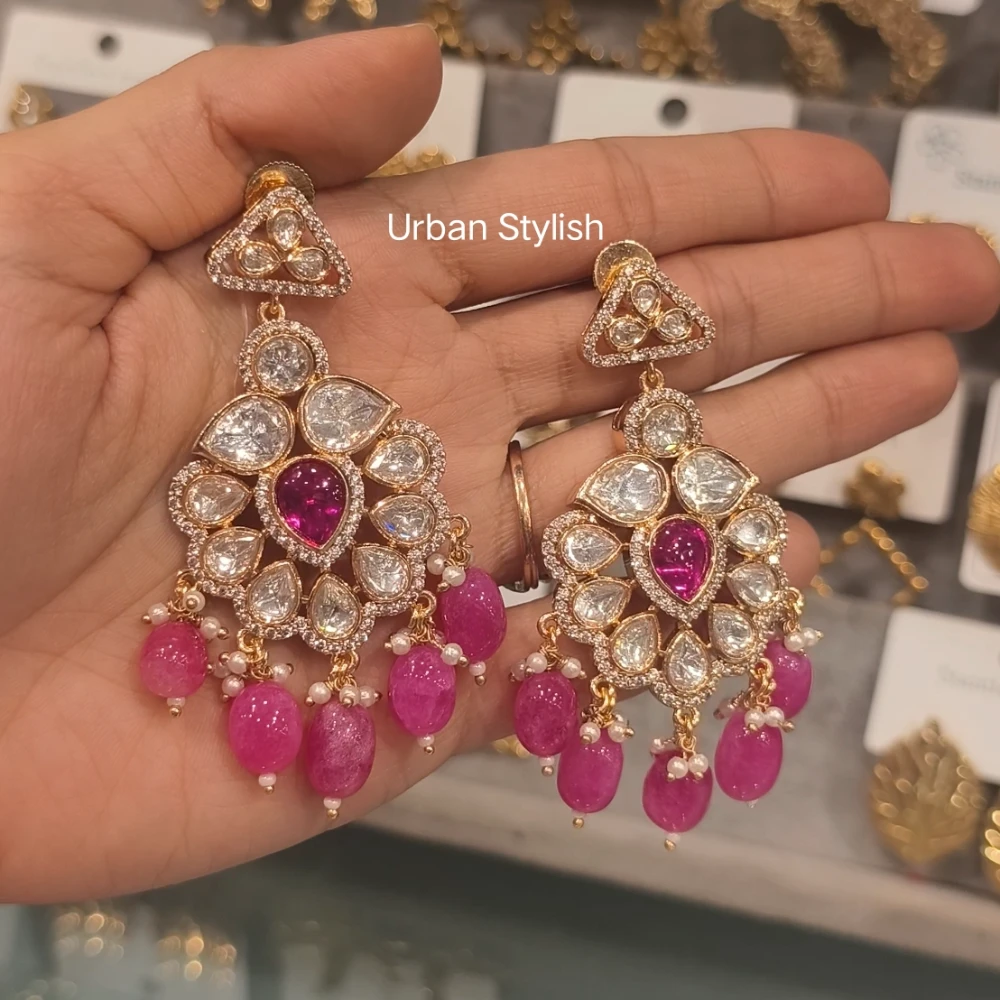 SAFEENA  MOISSANITE POLKI EARRINGS