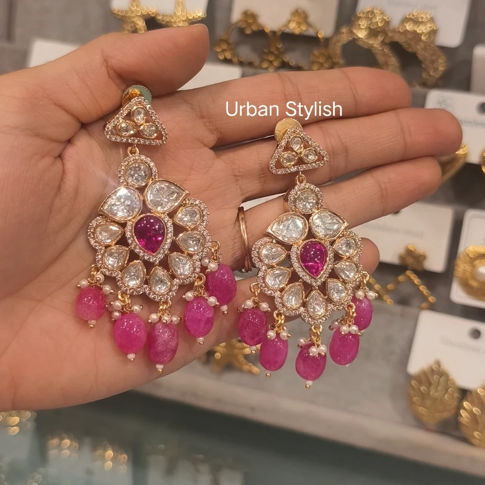 SAFEENA  MOISSANITE POLKI EARRINGS