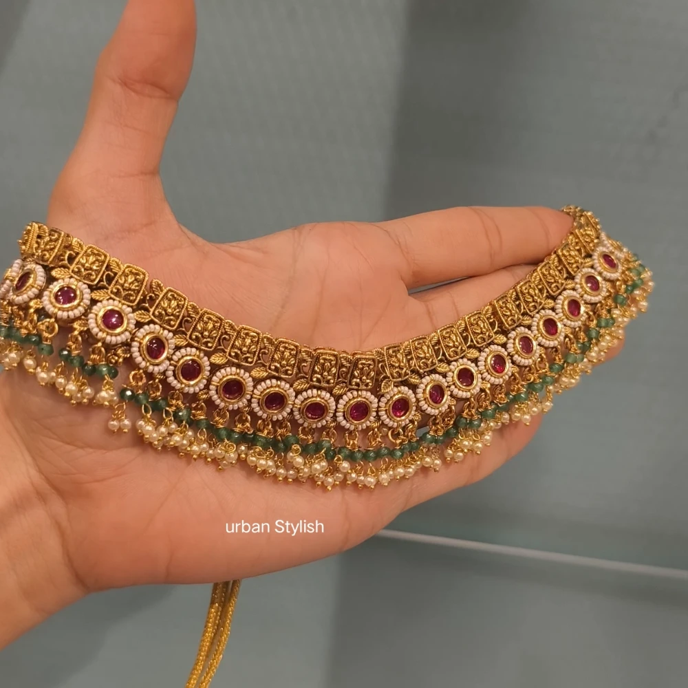 MEHRAAZ ANTIQUE GOLD PLATED NECKLACE WITH EARRINGS