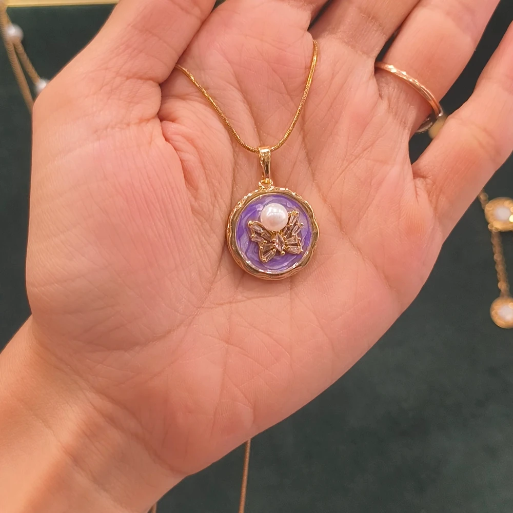 PURPLE ROUND BUTTERFLY CHAIN