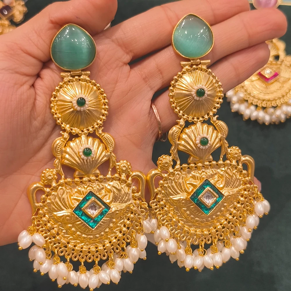 RAHA GREEN GOLD REPLICA EARRINGS