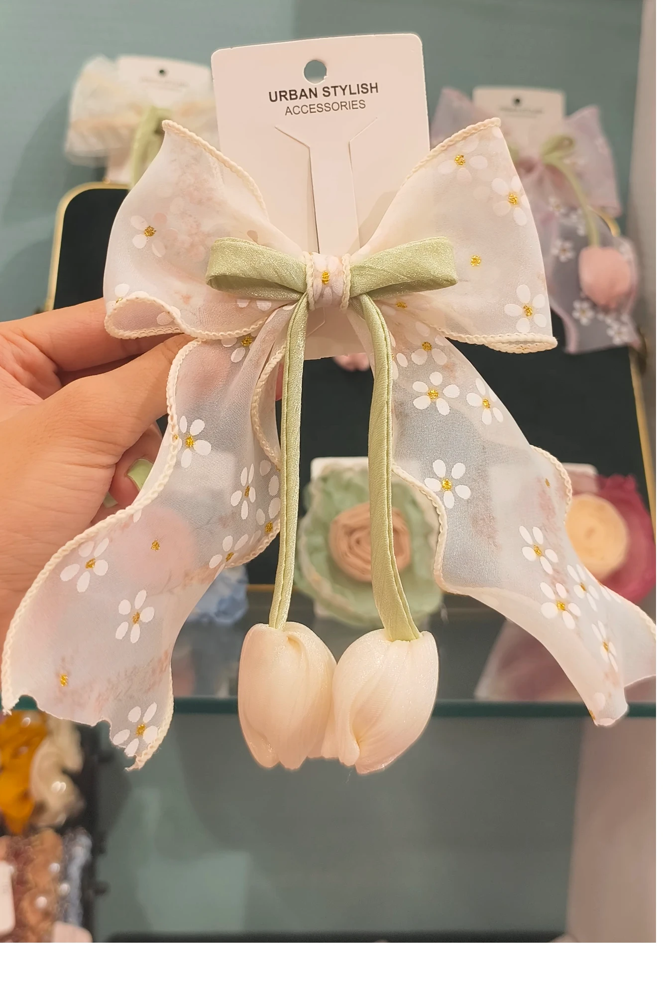 ORGANZA PEACH TULIP BOW