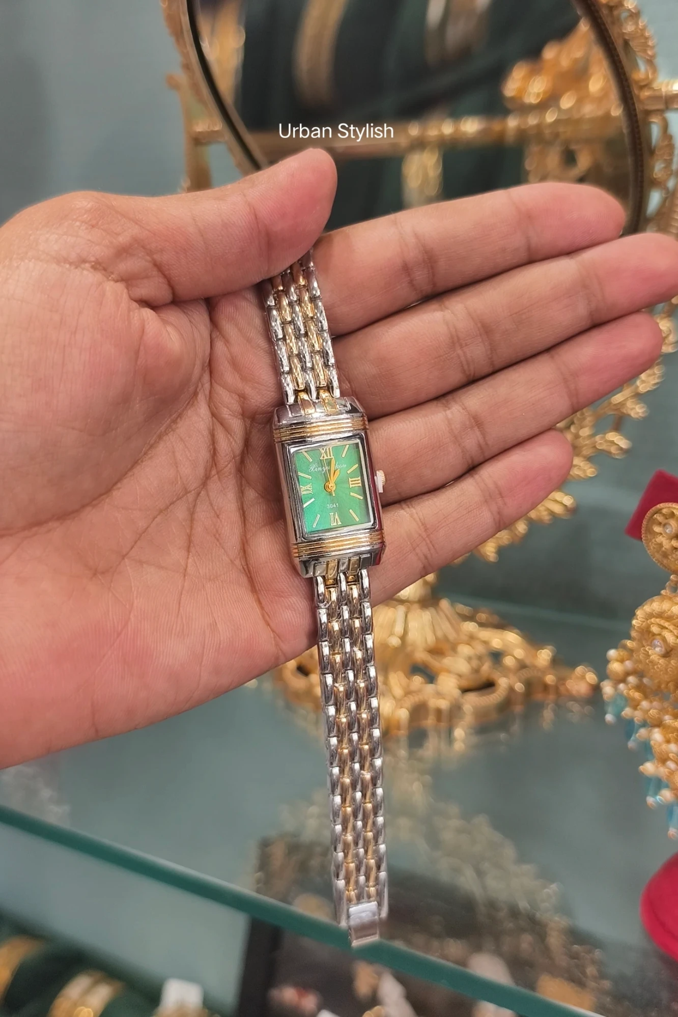 NAZIA GREEN SILVER FANCY WATCH (A16)