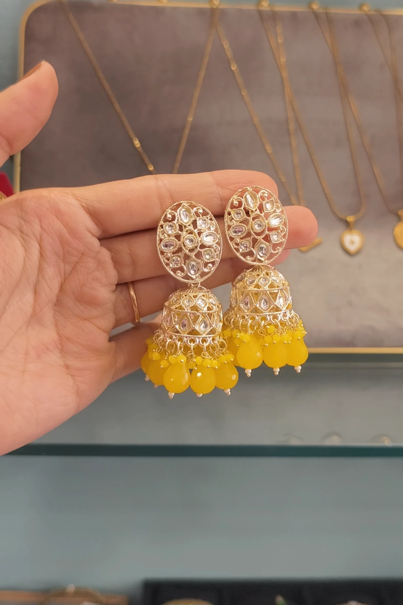 SAFFA YELLOW JHUMKI (A1)