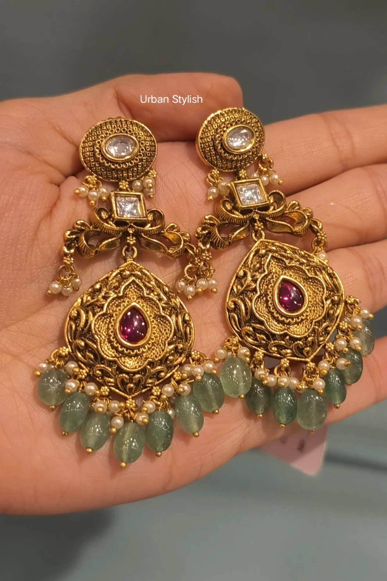 NOOR ANTIQUE GOLD PLATED EARRINGS