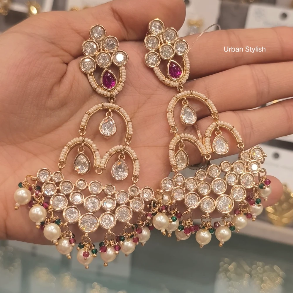 SARAH MOSSIONITE POLKI EARINGS